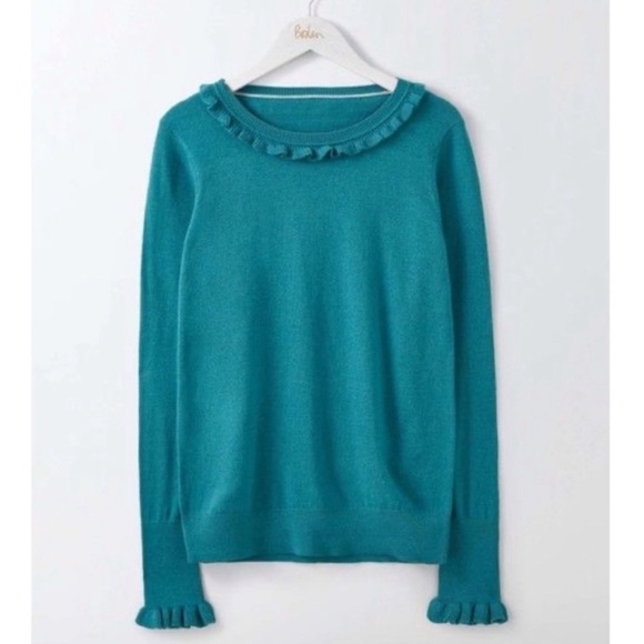 Boden Bernadette Ruffle Wool Jumper Sweater 8 Preppy - Picture 1 of 10